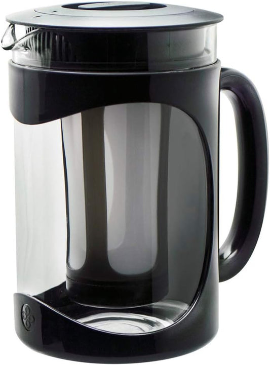 Burke Deluxe Cold Brew Iced Coffee Maker, Comfort Grip Handle, Durable Glass Carafe, Removable Mesh Filter, Perfect 6 Cup Size, Dishwasher Safe, 1.6 Qt, Black