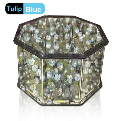 DIY Tulip Night Light Led Decorative Night Lamp Magic Cube Table Lamp and Mirror 2 in 1 for Birthday Gifts and Christmas Present