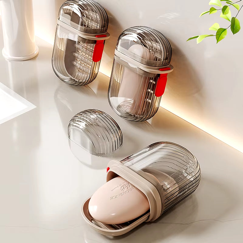 Soap Container Bathroom Storage Travel Dish Holder Accessories Organizer Drain Water Lock Products Household Home Soap Boxes