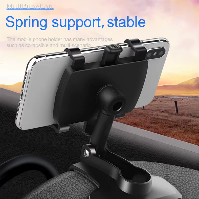 Universal Car Phone Holder Dashboard Cell Phone Car Holder Rear View Mirror Sun Visor Baffle Mobile Phone Mount Clip Car Gadgets