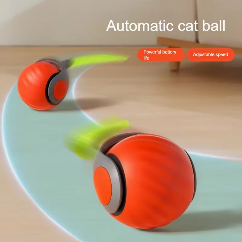 Cats Interactive Ball Toys, Automatic Rolling Ball with Faux Tail,Usb Rechargeable Smartelectric Pet Toy for Teaser and Training