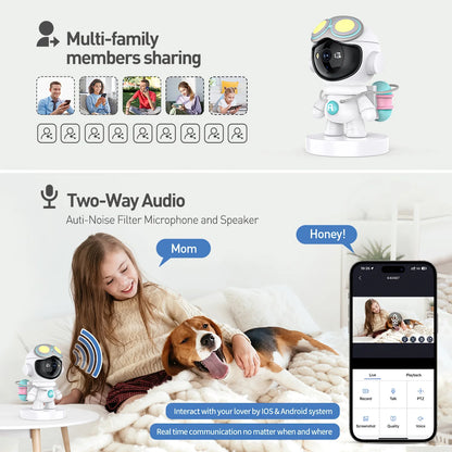 2K Indoor Security Camera for Baby Monitor, Dog Camera with Motion Detection, 2-Way Audio & Night Vision, Wifi Nanny Camera with Safety Alerts, Cloud & SD Card Storage