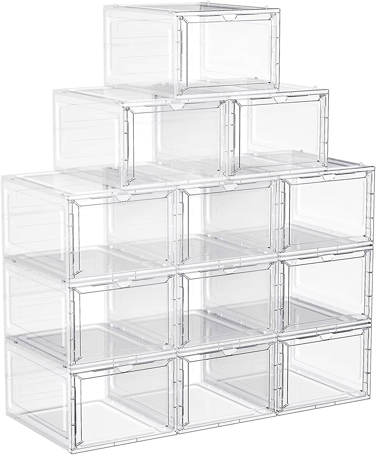 Wholesale 12-24Pcs Clear Magnetic Drop Shoe Box Solid Hard Plastick Sneaker Rack Storage Organizer Shelf Stackable Fit Aj&Jordan