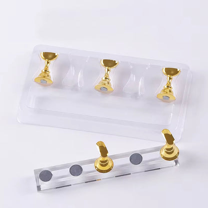 5Pcs/Set Magnetic Nail Holder False Nail Tip Practice Stand Crystal Base Holder Nail Art Display for Art Salon DIY & Practice