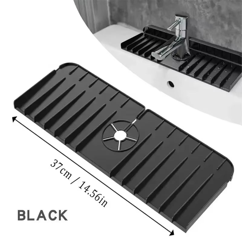 Sink Anti-Spray and Drain Water Retaining Pad Silicone Faucet Splashproof Water Pad Absorbent Pad Bathroom Kitchen Accessories