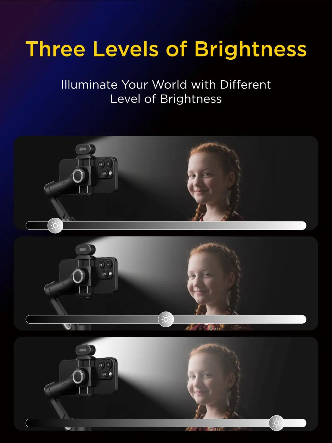 AOCHUAN RGB Magnetic Fill Light for Gimbal LED Video Photography Light 3 Brightness and 7 Color Adjustment for Phone Selfie Live