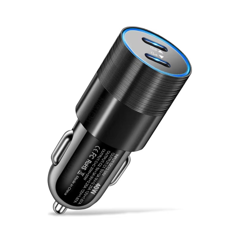 68W Dual USB Type C Car Charger Metal Auto PD Charger Adapter Fast Charging USB C Charger for Cellphone in Car for Iphone 13 12