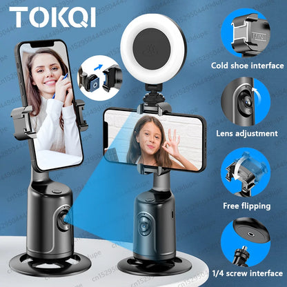 360 Rotation Gimbal Stabilizer for Cellphone AI following Face Tracking Desktop Gimbal PTZ for Tiktok Smartphone Live P01 Pro