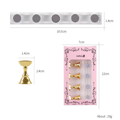 5Pcs/Set Magnetic Nail Holder False Nail Tip Practice Stand Crystal Base Holder Nail Art Display for Art Salon DIY & Practice