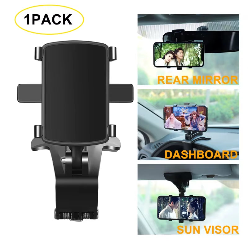 Universal Car Phone Holder Dashboard Cell Phone Car Holder Rear View Mirror Sun Visor Baffle Mobile Phone Mount Clip Car Gadgets