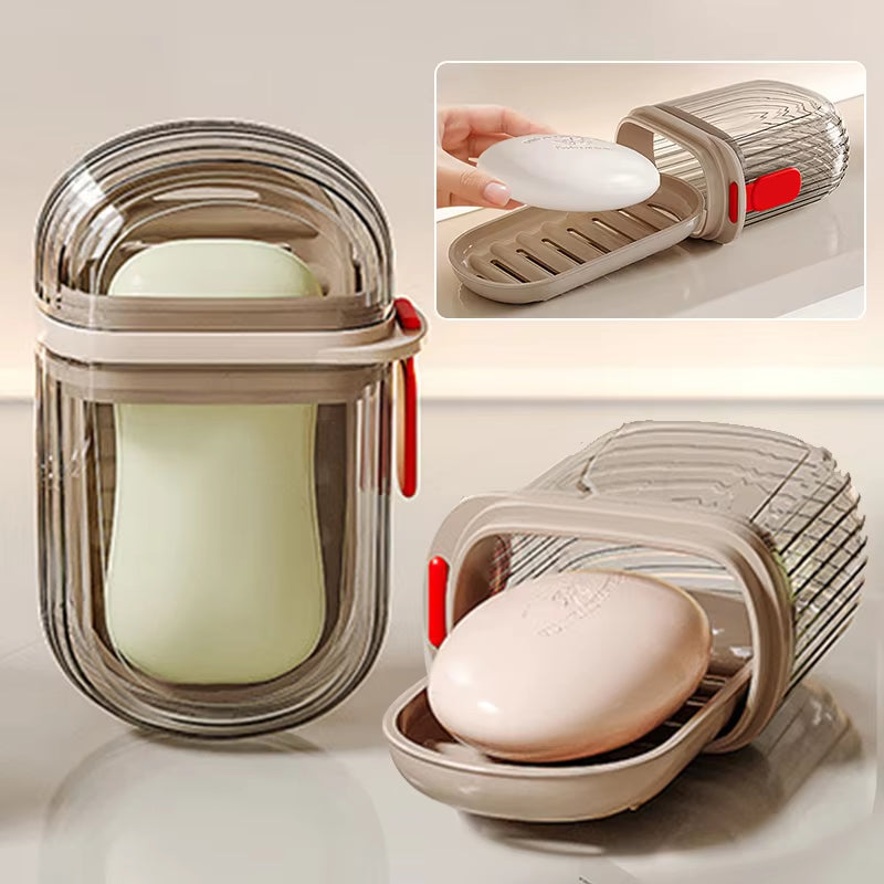 Soap Container Bathroom Storage Travel Dish Holder Accessories Organizer Drain Water Lock Products Household Home Soap Boxes