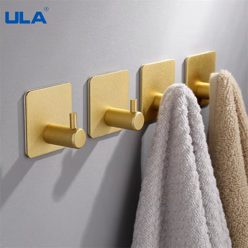 4PCS Wall Hook Door Hook Key Rack Kitchen Bathroom Towel Robe Hanger Hook Aluminum Towel Clothes Robe Rack Square round Hook