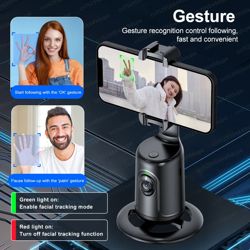 360 Rotation Gimbal Stabilizer for Cellphone AI following Face Tracking Desktop Gimbal PTZ for Tiktok Smartphone Live P01 Pro