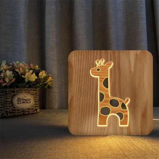 Giraffe LED Wooden Night Lamp