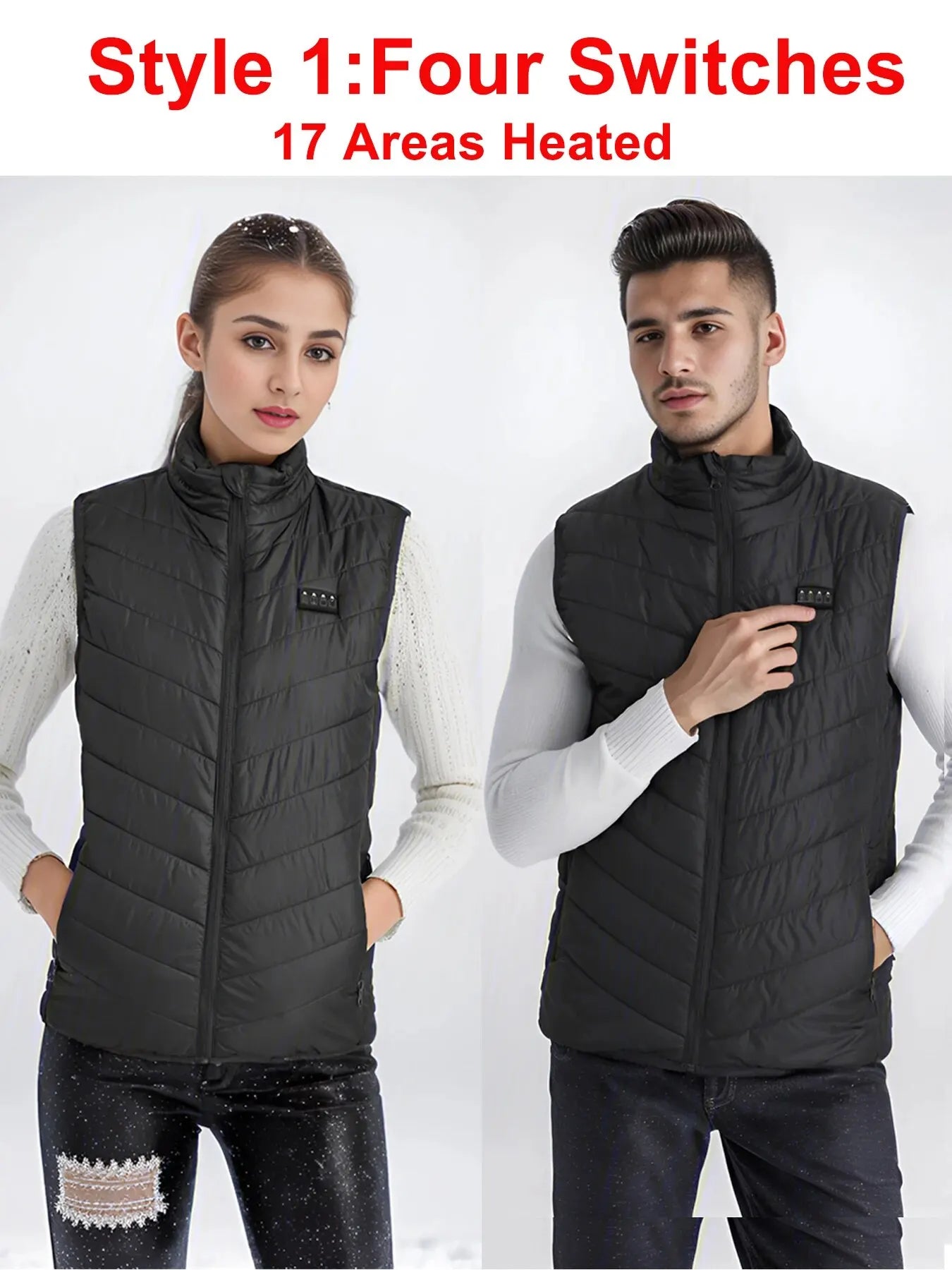 17/9 Areas Heated Vest Men Electric Heating Vest Usb Heated Jacket Heated Vest Women Heated Bodywarmer Heated down Jacket Winter