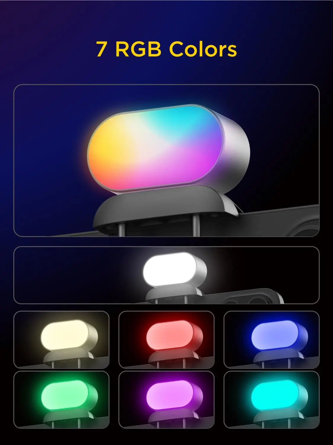 AOCHUAN RGB Magnetic Fill Light for Gimbal LED Video Photography Light 3 Brightness and 7 Color Adjustment for Phone Selfie Live