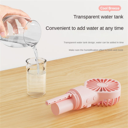 Strong Power Spray Humidification Small Mist Fan Humidification Usb Charging Portable Fan Icy And Refreshing Fan Water Supplement