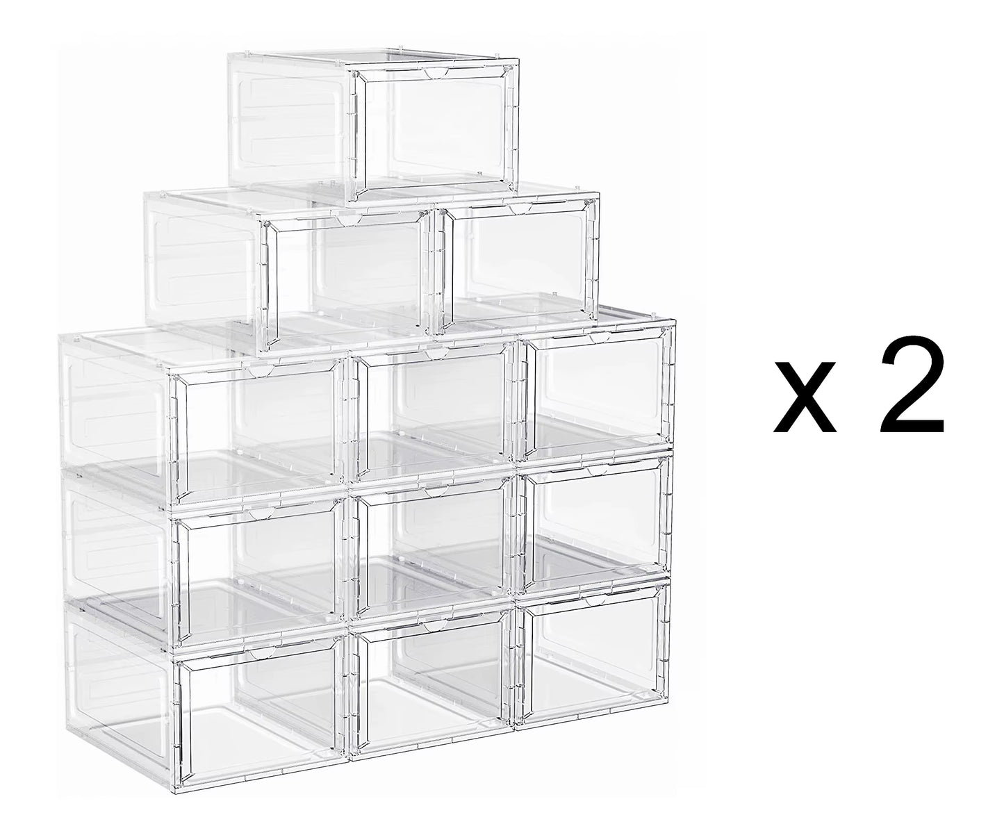 Wholesale 12-24Pcs Clear Magnetic Drop Shoe Box Solid Hard Plastick Sneaker Rack Storage Organizer Shelf Stackable Fit Aj&Jordan