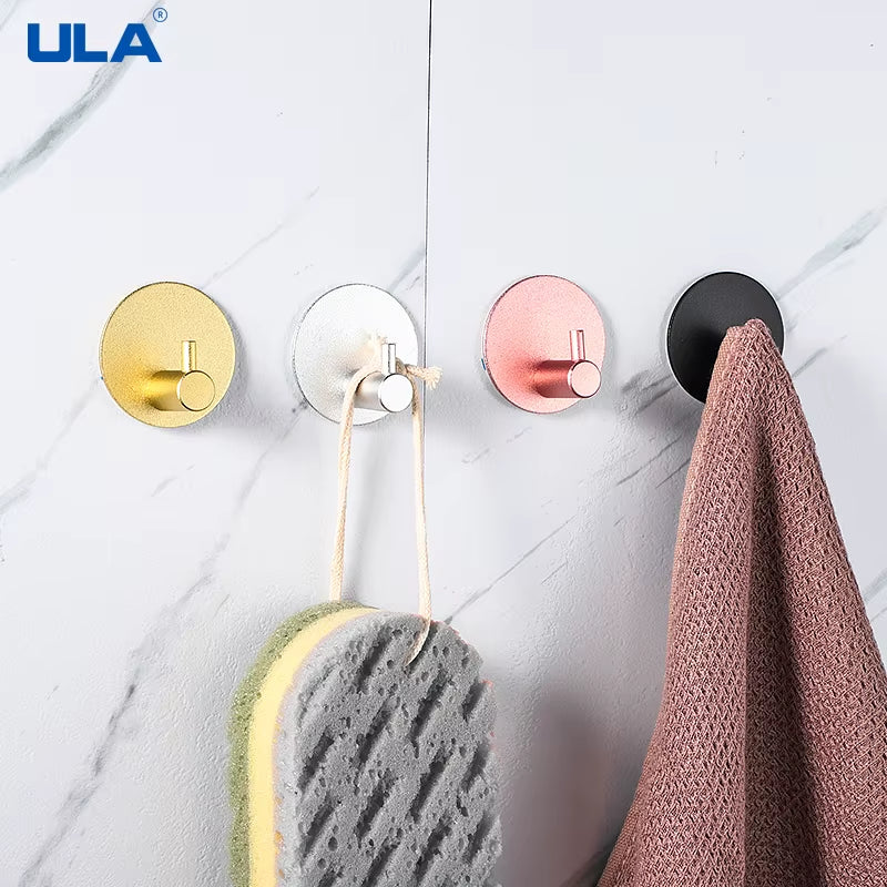 4PCS Wall Hook Door Hook Key Rack Kitchen Bathroom Towel Robe Hanger Hook Aluminum Towel Clothes Robe Rack Square round Hook